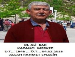 Mehmet Ali SAK Vefat Etti.